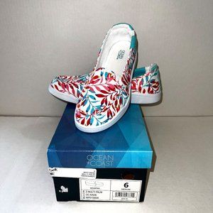 Ocean + Coast Multi Palm White/Aqua/Turquoise/Pink/Red Kade Loafers Size 6